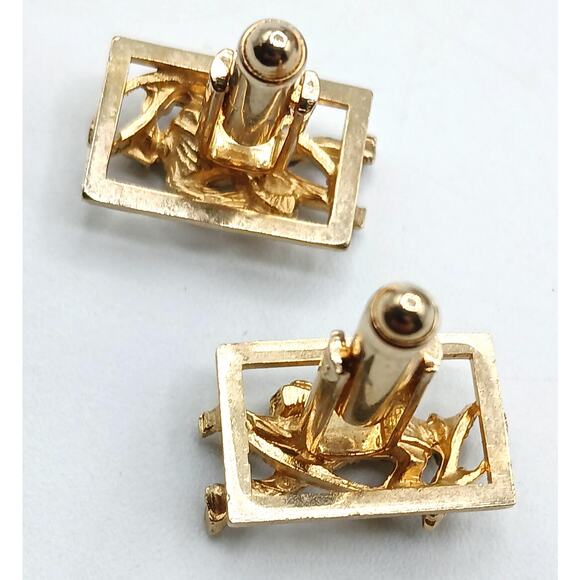 Vintage Gold Tone Fly Fishermen Cufflinks - Picture 3 of 4